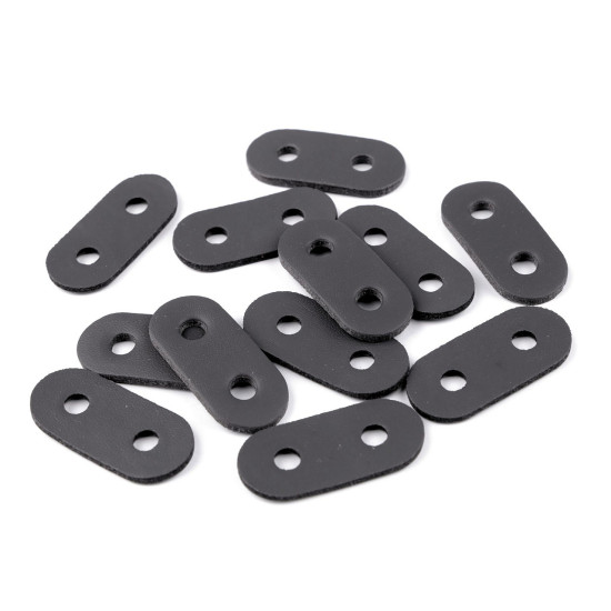 Opritori șnur, piele ecologică, 16x34 mm - Negru (100 Bucăți) Opritori șnur, piele ecologică, 16x34 mm - Negru (100 Bucăți)