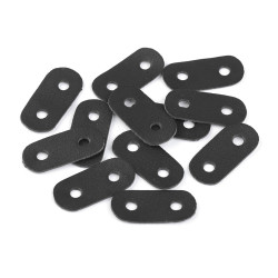 Opritori șnur, piele ecologică, 16x34 mm - Negru (100 Bucăți)