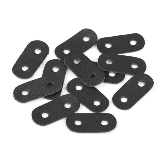 Opritori șnur, piele ecologică, 16x34 mm - Negru (100 Bucăți) Opritori șnur, piele ecologică, 16x34 mm - Negru (100 Bucăți)