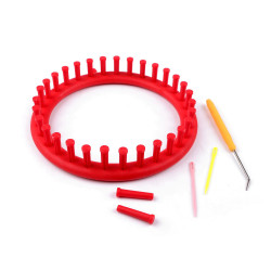 Gherghef pentru tricotat circular, set 4 piese, ø19 cm - Roșu (1 Set)