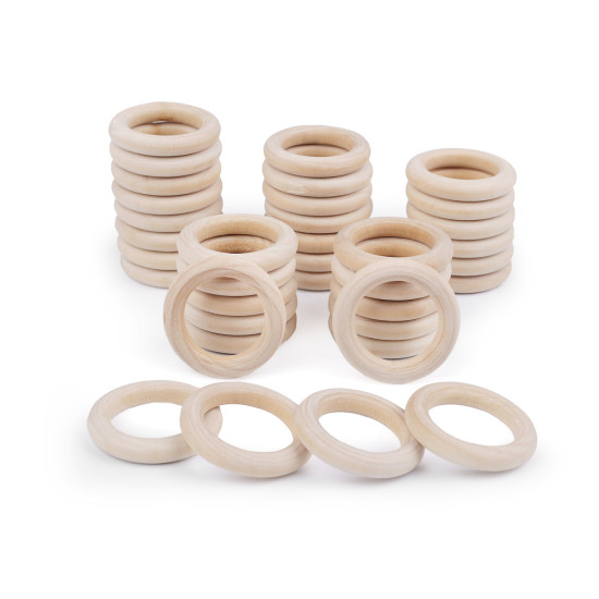 Inele din lemn , ø40 mm - Natural deschis (50 Bucăți)