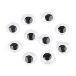 Ochi mobili autoadezivi, ø25 mm - Negru (10 Bucăți)