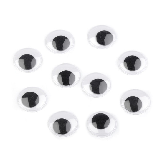 Ochi mobili autoadezivi, ø25 mm - Negru (10 Bucăți) Ochi mobili autoadezivi, ø25 mm - Negru (10 Bucăți)