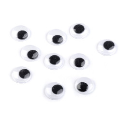 Ochi mobili autoadezivi, ø18 mm - Alb-negru (100 Bucăți)