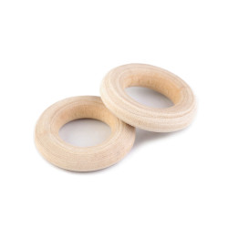 Inele din lemn, ø24 mm - Natural deschis (10 Bucăți)