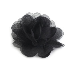 Flori din șifon,  ø8 si 9 cm - Negru (10 Bucăți)