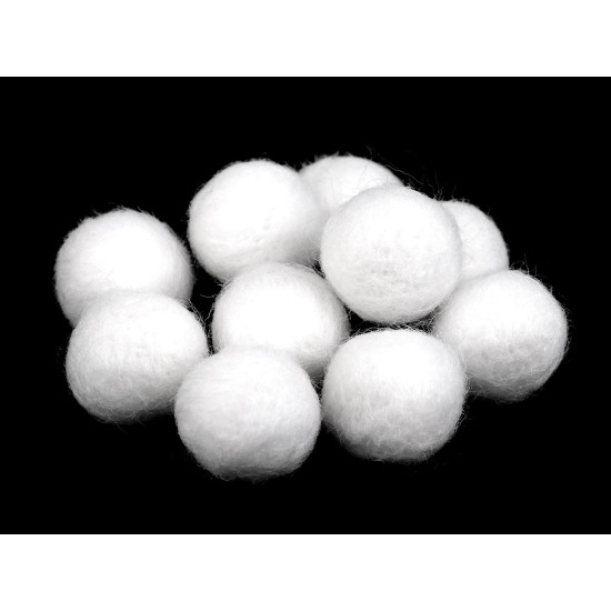 Bile fetru, ø20-25 mm - Mix culori (10 Bucăți) Bile fetru, ø20-25 mm - Mix culori (10 Bucăți)