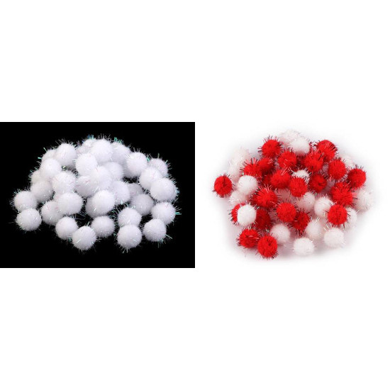 Pompoane cu lurex, ø15 mm - Alb (1000 Bucăți) Pompoane cu lurex, ø15 mm - Alb (1000 Bucăți)