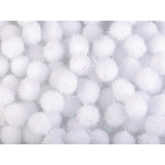 Pompoane cu lurex, ø15 mm - Alb (1000 Bucăți) Pompoane cu lurex, ø15 mm - Alb (1000 Bucăți)