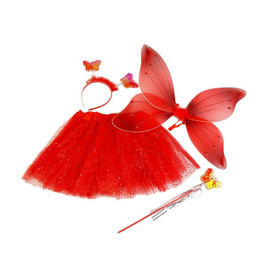 Costum zână fluture - Roșu (3 Seturi) Costum zână fluture - Roșu (3 Seturi)