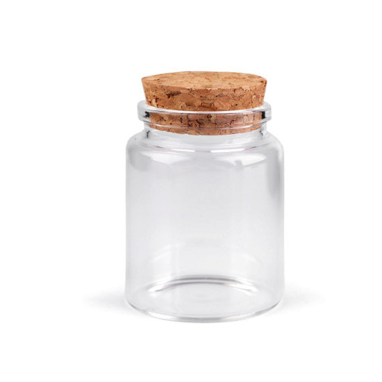 Sticluță cu dop de plută, 46x65 mm - Transparent (60 Fiole) Sticluță cu dop de plută, 46x65 mm - Transparent (60 Fiole)