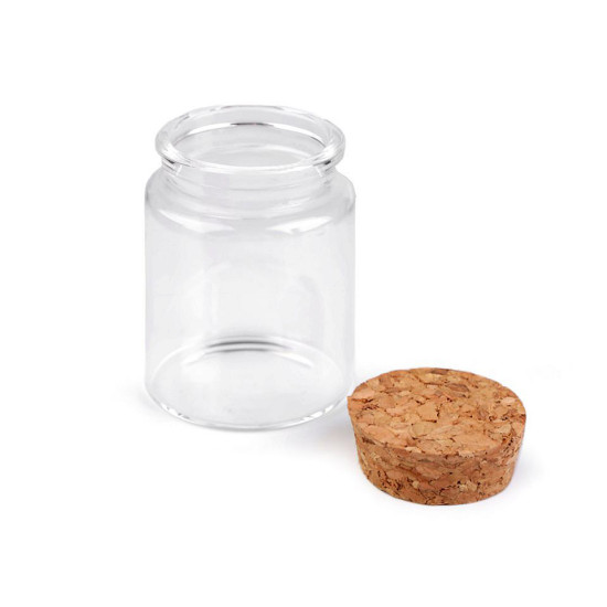 Sticluță cu dop de plută, 46x65 mm - Transparent (60 Fiole) Sticluță cu dop de plută, 46x65 mm - Transparent (60 Fiole)