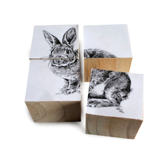 Cub lemn natur, 4,4x4,4 cm - Natur (50 Bucăți)