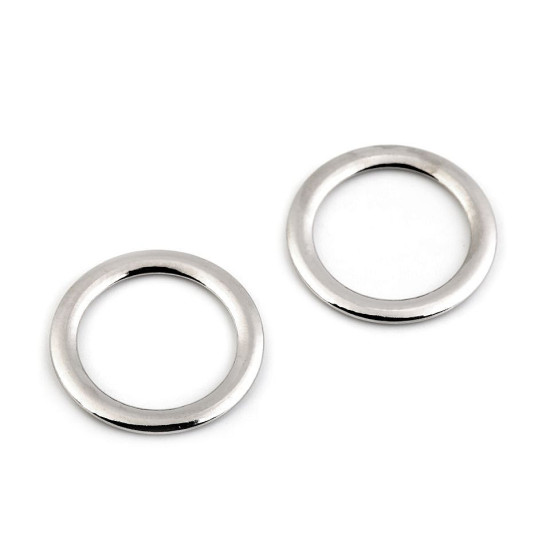 Inele metalice plate / catarame, ø28 mm - Nichel (2 Bucăți)