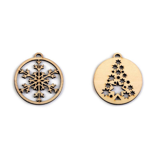 Decorațiuni din lemn - fulg de nea, brăduț ø45 mm - Natur (12 Bucăți) Decorațiuni din lemn - fulg de nea, brăduț ø45 mm - Natur (12 Bucăți)