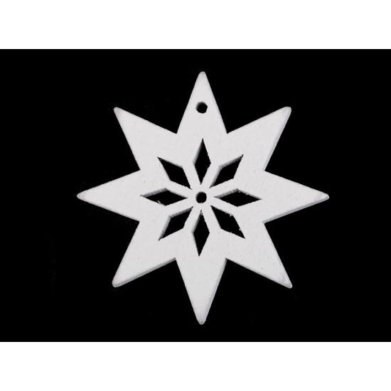 Decorațiuni din lemn - fulg de nea, stea, brad, clopoțel, căluț, ren - Alb (18 Bucăți) Decorațiuni din lemn - fulg de nea, stea, brad, clopoțel, căluț, ren - Alb (18 Bucăți)