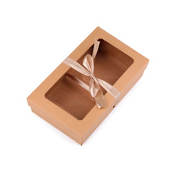 Cutie cu fereastră și fundă - Maro natural (30 Bucăți)