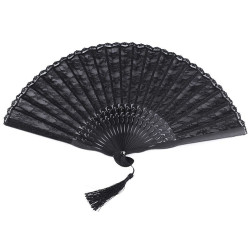 Evantai dantelă - Negru (1 Bucată)