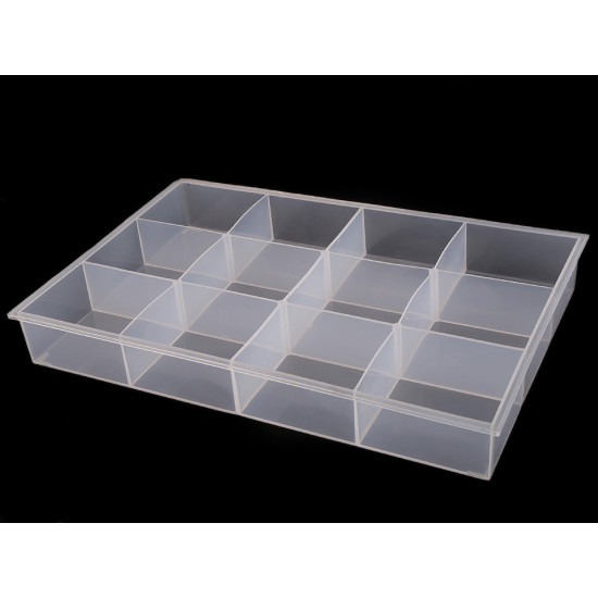 Cutie din plastic compartimentată, 23x34,5x4,5 cm - Transparent (4 Bucăți) Cutie din plastic compartimentată, 23x34,5x4,5 cm - Transparent (4 Bucăți)