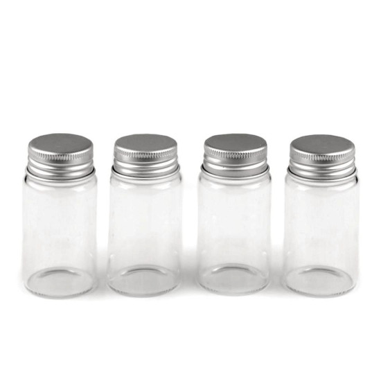 Sticluță cu capac metalic, 37x70 mm - Transparent (9 Fiole)