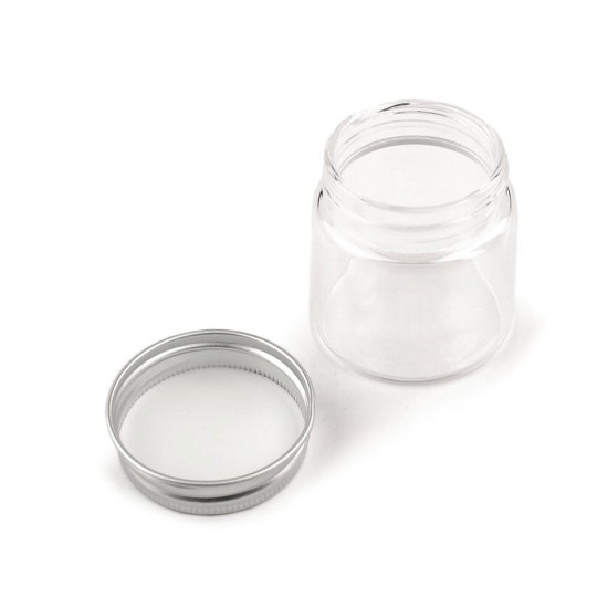 Sticluță cu capac metalic, 47x50 mm - Transparent (6 Fiole) Sticluță cu capac metalic, 47x50 mm - Transparent (6 Fiole)
