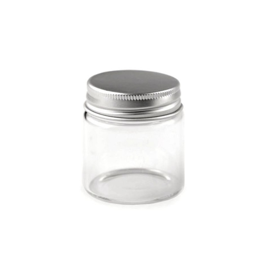 Sticluță cu capac metalic, 47x50 mm - Transparent (6 Fiole) Sticluță cu capac metalic, 47x50 mm - Transparent (6 Fiole)