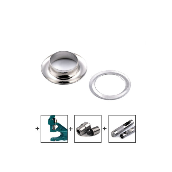 Ocheți metalici inoxidabili, ø10 mm - Nichel (10 Perechi) Ocheți metalici inoxidabili, ø10 mm - Nichel (10 Perechi)