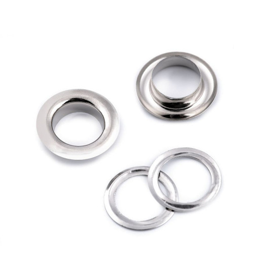Ocheți metalici inoxidabili, ø10 mm - Nichel (10 Perechi) Ocheți metalici inoxidabili, ø10 mm - Nichel (10 Perechi)