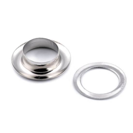 Ocheți metalici inoxidabili, ø10 mm - Nichel (10 Perechi) Ocheți metalici inoxidabili, ø10 mm - Nichel (10 Perechi)