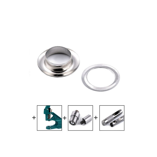 Ocheți metalici, ø13,5 mm - Nichel (50 Perechi) Ocheți metalici, ø13,5 mm - Nichel (50 Perechi)