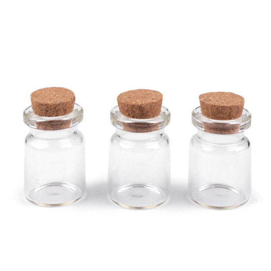 Sticluță cu dop de plută, 20x30 mm - Transparent (200 Fiole) Sticluță cu dop de plută, 20x30 mm - Transparent (200 Fiole)