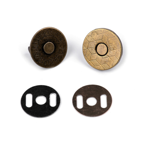 Închizatori / capse magnetice, ø18 mm - Lac negru (5 Seturi) Închizatori / capse magnetice, ø18 mm - Lac negru (5 Seturi)