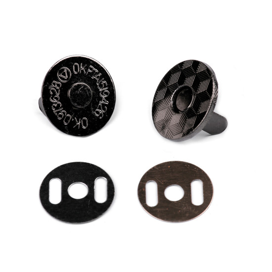 Închizatori / capse magnetice, ø18 mm - Lac negru (5 Seturi) Închizatori / capse magnetice, ø18 mm - Lac negru (5 Seturi)