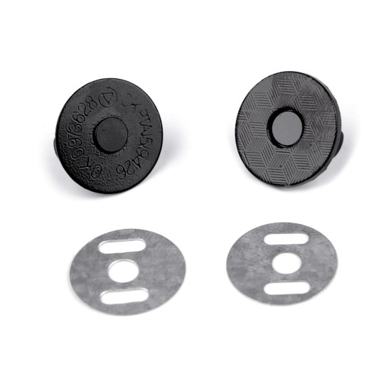 Închizatori / capse magnetice, ø18 mm - Lac negru (5 Seturi) Închizatori / capse magnetice, ø18 mm - Lac negru (5 Seturi)