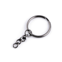 Inel metalic pentru chei cu lanț, ø25 mm - Nichel negru (10 Bucăți)