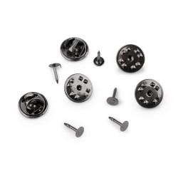 Pin broșă, ø11 mm - Nichel negru (10 Perechi)