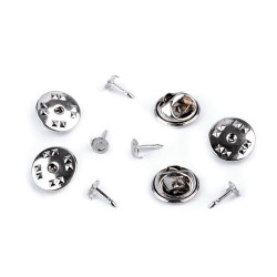 Pin broșă, ø11 mm - Platinum (10 Perechi)