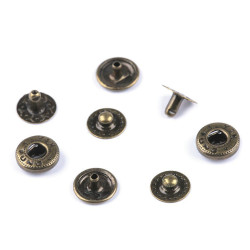 Capse metalice, ø10 mm - Alamă antică (200 Seturi)