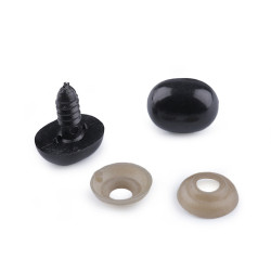 Nas / ochi pentru jucării cu dispozitiv de siguranță, 13x16 mm - Negru (5 Seturi)