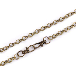 Lanț cu carabină pentru poșete, 120 cm - Alamă antică (1 Bucată)