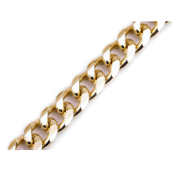 Lanț plat poșetă, lățime 14 mm - Auriu clasic (1 Metru)