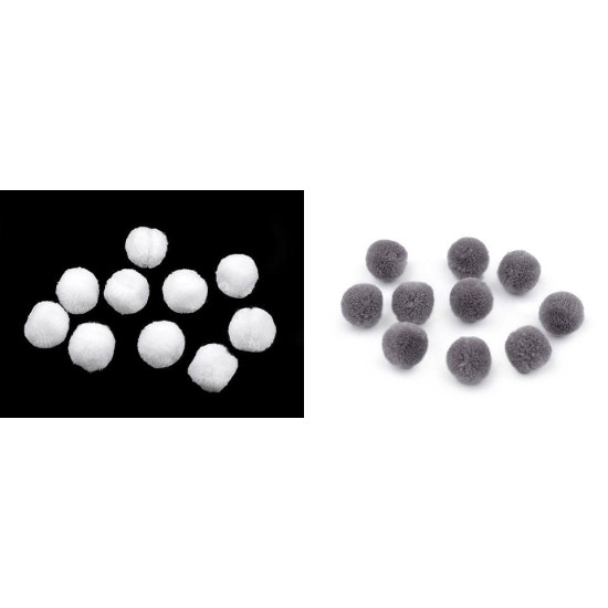 Pompoane deluxe, ø15 mm - Alb (10 Bucăți)