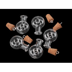 Pandantiv sticluță cu dop 20x28 mm - Transparent (1 Fiolă)