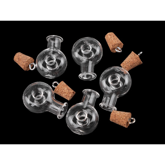 Pandantiv sticluță cu dop 20x28 mm - Transparent (3 Fiole) Pandantiv sticluță cu dop 20x28 mm - Transparent (3 Fiole)