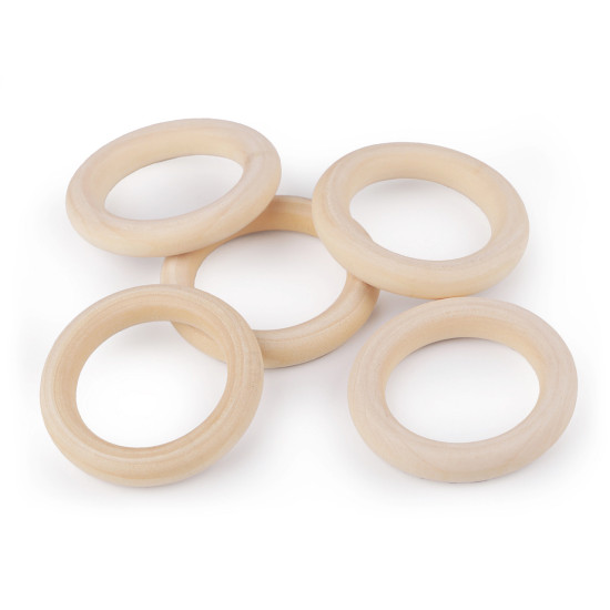 Inele din lemn, ø60 mm - Natural deschis (200 Bucăți)