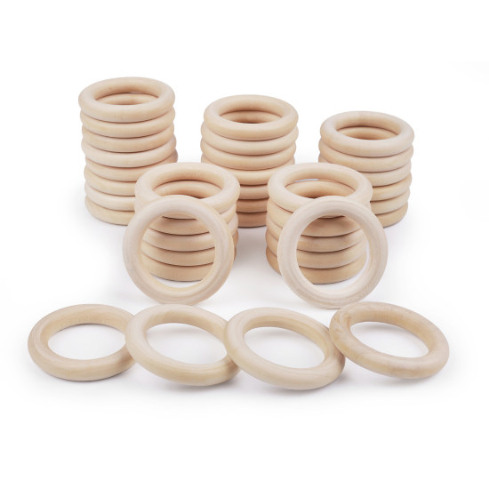 Inele din lemn, ø60 mm - Natural deschis (200 Bucăți)