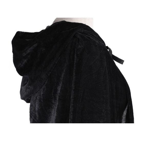 Pelerină de carnaval catifelată cu glugă - Negru (3 Bucăți) Pelerină de carnaval catifelată cu glugă - Negru (3 Bucăți)