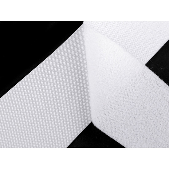 Bandă arici cu profil mic, complet (puf + scai), 50 mm - Alb (1 Metru) Bandă arici cu profil mic, complet (puf + scai), 50 mm - Alb (1 Metru)