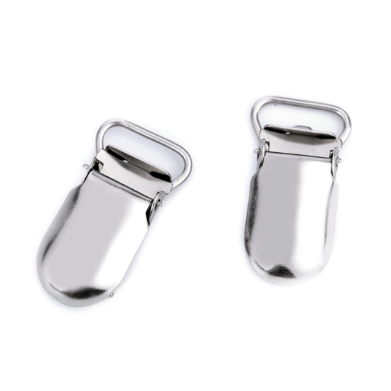 Clips pentru bretele, lățime 15 mm - Nichel (500 Bucăți) Clips pentru bretele, lățime 15 mm - Nichel (500 Bucăți)