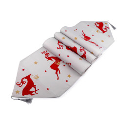Traversă de masă cu motive de crăciun, 35x180 cm - Gri deschis (1 Bucată)